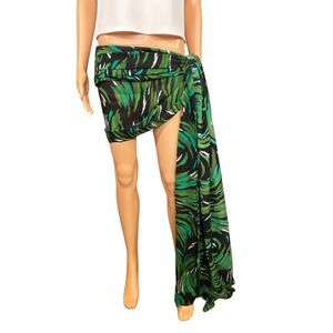 Green Black Patterned Scarf Wrap Sarong Coverup